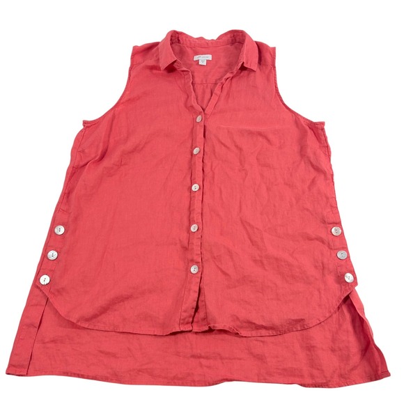 J. Jill Tops - J. Jill Love Linen Sleeveless Tunic Womens Size M Coral Pink Resort Quiet Luxury